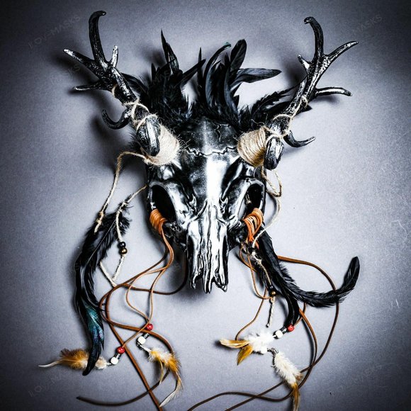 Antelope Devil Deer Horn Skull Party Masquerade - Picture 1 of 9